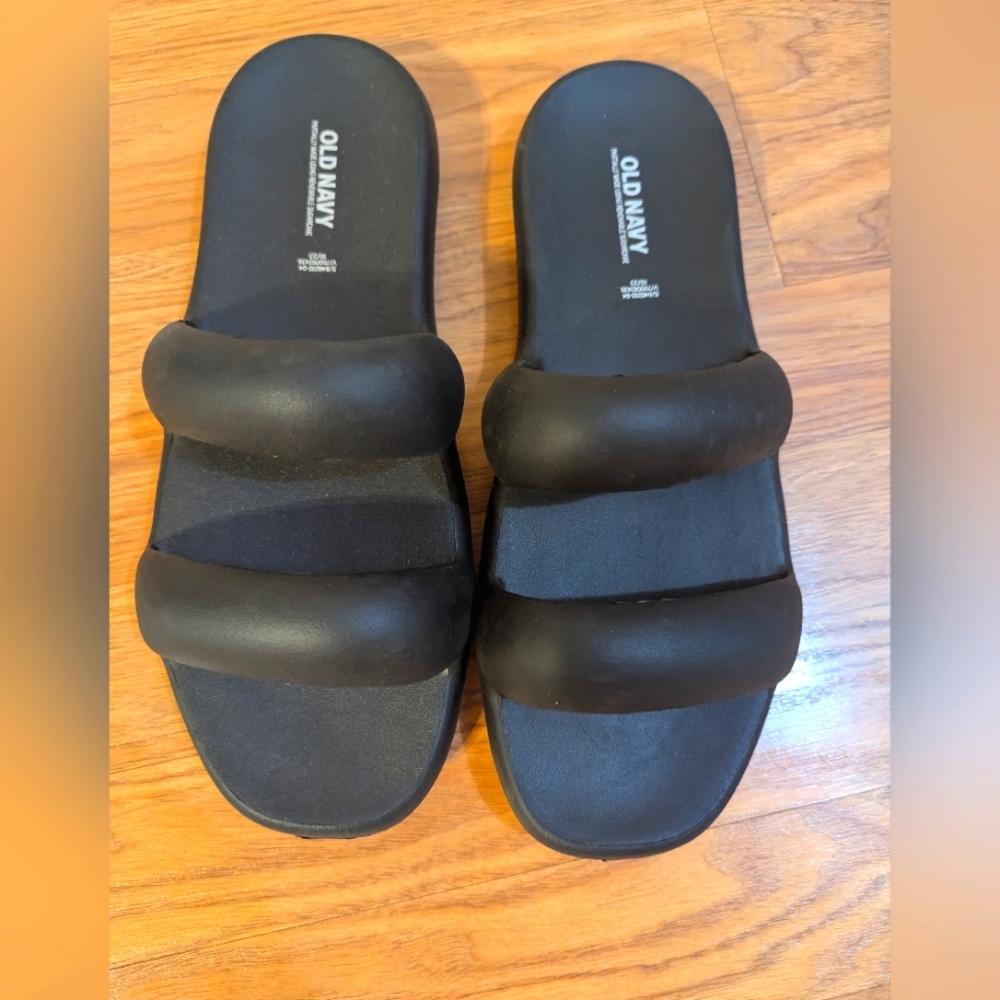Old Navy Black Double Strap Slides